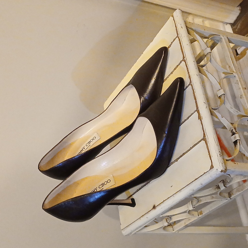 Jimmy Choo Brown Leather Heels sz 39 1/2 .
